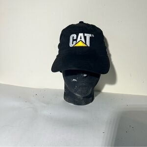 CAT Caterpillar Black Baseball Cap Adjustable Dad Hat Workwear Logo
